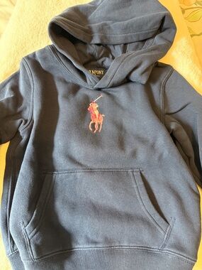 Ralph Lauren Navy Hoodie with Pink & Yellow Polo Pony